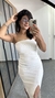 Imagem do Vestido Canelado Ribana Midi Tomara que Caia Fenda Bojo Beatriz Off White