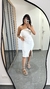 Vestido Canelado Ribana Midi Tomara que Caia Fenda Bojo Beatriz Off White - comprar online