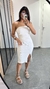 Vestido Canelado Ribana Midi Tomara que Caia Fenda Bojo Beatriz Off White na internet
