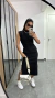 Vestido Canelado Ribana Midi Longuete Gola Alta Muscle Bolsos Aurora Preto