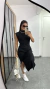 Vestido Canelado Ribana Midi Longuete Gola Alta Muscle Bolsos Aurora Preto - comprar online