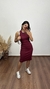 Vestido Canelado Ribana Midi Regata Tradicional Fenda Laís Marsala
