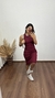 Vestido Canelado Ribana Midi Regata Tradicional Fenda Laís Marsala - comprar online