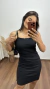Vestido Canelado Ribana Alça Curto Manuela Preto - comprar online