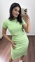 Conjunto Canelado Ribana Saia Midi Blusa Cropped Manga Curta Melissa Verde Menta na internet