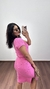 Conjunto Canelado Ribana Saia Midi Blusa Cropped Manga Curta Melissa Rosa Chiclete - loja online
