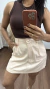 Shorts Saia Alfaiataria de Viscose Cintura Alta Nude