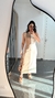Vestido Ribana Longo Longuete Bicolor Nude Chocolate na internet