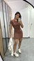 Vestido Ribana Canelado Classic Curto Marrom