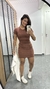 Vestido Ribana Canelado Classic Curto Marrom - comprar online