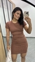 Vestido Ribana Canelado Classic Curto Marrom na internet