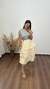 Saia Midi Crepe Duna Camadas Nude