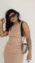 Vestido Canelado Ribana Midi Longuete Regata Tamara Fenda Nude na internet