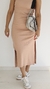 Vestido Canelado Ribana Midi Longuete Regata Tamara Fenda Nude - comprar online