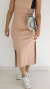 Vestido Canelado Ribana Midi Longuete Regata Tamara Fenda Nude - comprar online