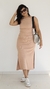 Vestido Canelado Ribana Midi Longuete Regata Tamara Fenda Nude