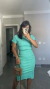 Conjunto Canelado Ribana Saia Midi Blusa Cropped Manga Curta Melissa Verde Água - comprar online