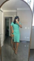 Conjunto Canelado Ribana Saia Midi Blusa Cropped Manga Curta Melissa Verde Água