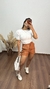 Shorts Cintura Alta Cinto Argola Ziper Corino Caramelo na internet