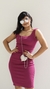 Vestido Canelado Ribana Midi Tubinho Decote Quadrado Carol Fúcsia - comprar online