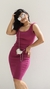 Vestido Canelado Ribana Midi Tubinho Decote Quadrado Carol Fúcsia na internet