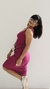 Vestido Canelado Ribana Midi Tubinho Decote Quadrado Carol Fúcsia - loja online