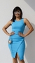 Vestido Canelado Ribana Midi Fenda Cruzada Regata Sabrina Azul Céu - comprar online