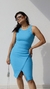 Vestido Canelado Ribana Midi Fenda Cruzada Regata Sabrina Azul Céu - Menta Pimenta Rosa - Loja de roupas femininas - estilo - Moda básica - atemporal - estilosa