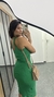 Imagem do Vestido Canelado Ribana Midi Frente Única Fenda Bojo Aline Verde Bandeira
