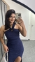Vestido Canelado Ribana Midi Frente Única Fenda Bojo Aline Azul Marinho - Menta Pimenta Rosa - Loja de roupas femininas - estilo - Moda básica - atemporal - estilosa