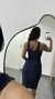 Imagem do Vestido Canelado Ribana Midi Frente Única Fenda Bojo Aline Azul Marinho