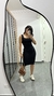 Vestido Canelado Ribana Midi Tubinho Decote Quadrado Carol Preto na internet