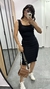 Vestido Canelado Ribana Midi Tubinho Decote Quadrado Carol Preto - loja online