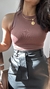 Blusa Cropped Poliamida Regata Nadador Atenas Marrom - Menta Pimenta Rosa - Loja de roupas femininas - estilo - Moda básica - atemporal - estilosa