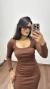 Vestido Canelado Ribana Longo Longuete Manga Longa Decote Quadrado Zoe Marrom - loja online