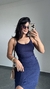 Vestido Canelado Ribana Alça Midi Fenda Bojo Gabi Azul Marinho na internet