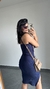 Vestido Canelado Ribana Alça Midi Fenda Bojo Gabi Azul Marinho - Menta Pimenta Rosa - Loja de roupas femininas - estilo - Moda básica - atemporal - estilosa