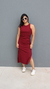Vestido Canelado Ribana Longuete Longo Regata Fenda Bruna Marsala
