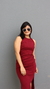 Vestido Canelado Ribana Longuete Longo Regata Fenda Bruna Marsala