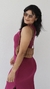 Vestido Canelado Ribana Longuete Longo Regata Fenda Bruna Fúcsia - loja online