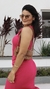 Imagem do Vestido Canelado Ribana Longuete Longo Regata Fenda Bruna Rosa Pink