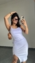 Vestido Canelado Ribana Alça Midi Fenda Bojo Gabi Branco - comprar online