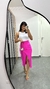 Saia Midi Poliamida Cintura Alta Fenda Sereia Rosa Pink - comprar online
