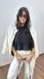 Blusa Bata Viscose Babado Recorte Quadrado Liz Preta - loja online