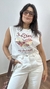 T-shirt Tee Regata Cropped Algodão Estampa Metalizada Dourado Coração Um Sol Para Cada Um Off White - comprar online