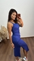 Vestido Longuete Longo Canelado Ribana Alça Fenda Mariana Azul Royal - Menta Pimenta Rosa - Loja de roupas femininas - estilo - Moda básica - atemporal - estilosa
