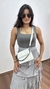 Saia Poliéster Midi Camadas Babados Flora Cinza - Menta Pimenta Rosa - Loja de roupas femininas - estilo - Moda básica - atemporal - estilosa