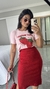 Saia Canelada Ribana Midi Fenda Cléo Vermelha - Menta Pimenta Rosa - Loja de roupas femininas - estilo - Moda básica - atemporal - estilosa
