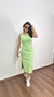 Vestido Canelado Ribana Longuete Longo Regata Fenda Bruna Verde Menta - comprar online