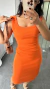 Vestido Canelado Ribana Midi Tubinho Decote Quadrado Carol Laranja - loja online